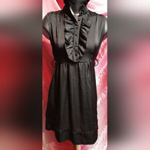 "Poetry" Black Ruffled Tie Back Midi Dress